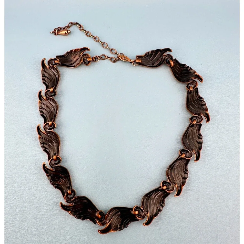 Vintage Renoir Necklace Copper Wing Shaped Links Adjustable 14